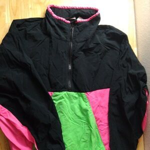 Vintage Shell Shock Neon Color Block Pullover Windbreaker